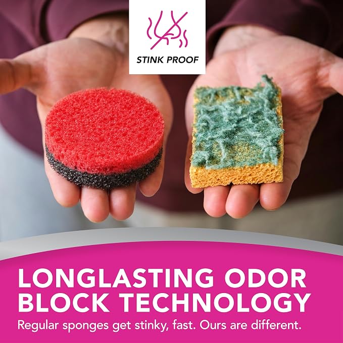 Weiman Multi-Surface Dual Action Sponges, Non-Scratch Scrub & Shine for Dishes, Cooktops, Stainless Steel, Glass, Granite, & More - Durable Kitchen Cleaning Sponges, 8 Sponges