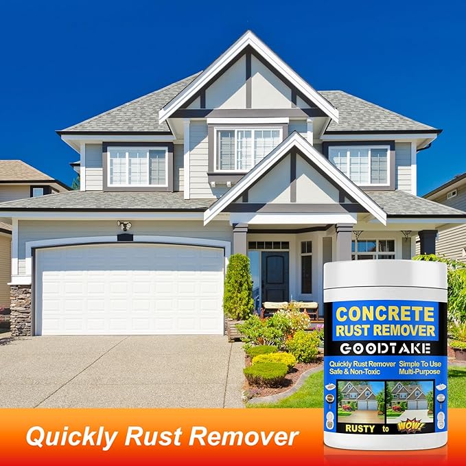 GOODTAKE Rust Remover Powder, Concrete Stain Remover | Indoor Outdoor Surfaces | Quickly Removes Rust Stains | Safe To Use | Non-Corrosive | For Concrete, Cement Surfaces (2 lb)