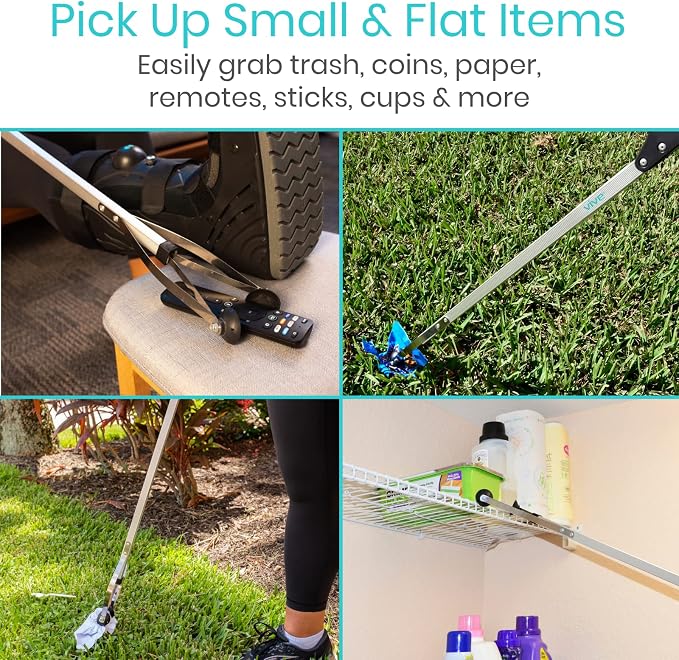 Vive Suction Cup Grabber Reacher 32" - Elderly Grab It Reaching Pickup Tool Heavy Duty for Seniors - Trash, Sticks, Litter Picker Upper - Extra Long Reach Handle & Handy Extension Arm Claw