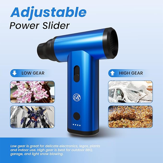 Electric Compressed Air Duster Blower Gun, Cordless Rechargeable Mini Blower 150000RPM Hand Held Blower for Keyboards, PC Cleaning Kit, Consoles, Grilling, Camping, Barber, Replace Canned Air