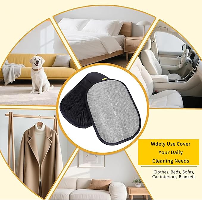 Pet Hair Removal Glove for Cats & Dogs ‒ Pack Upgraded Five-Finger Electrostatic, Reusable Double-Sided Magic Brush Tool for Couch, Furniture, Carpet, Clothing & Car Seat, 2 Pack.