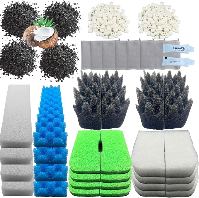 42 Packs 306/307 Canister Filter Replacements Compatible with Fluval 306/307 Aquarium Filters, Includes Filter Media Set with Biofoam, Activated Carbon, and Ceramic Rings, Upgraded Version