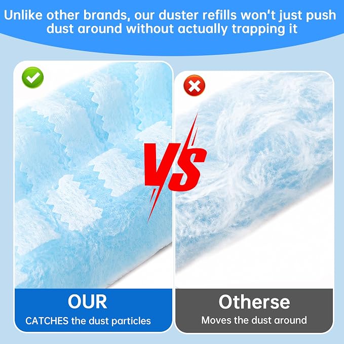 80 Count Disposable Dusters Refills, Heavy Duty Duster Refills Compatible with Swiffer Duster Refills (80 Count Duster Refill +1 Handle)