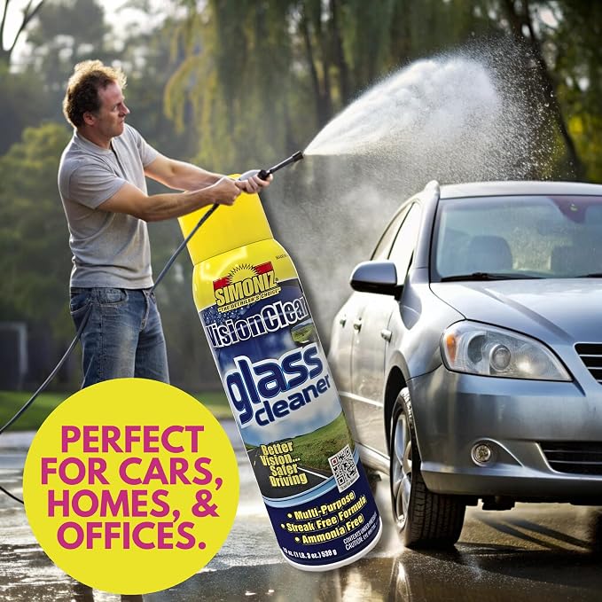 Simoniz Vision Clear Glass Cleaner Streak Free (2-pack) 19oz + LARGE Microfiber Polish Cloth COMBO