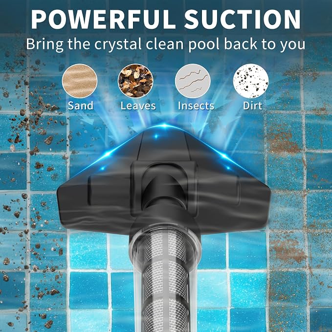 Cordless Rechargeable Pool Vacuum, Handheld Pool Cleaner with Telescopic Pole for Hot Tubs, Spas, Above Ground and Inground Pools Cleaning for Sand and Debris, Green