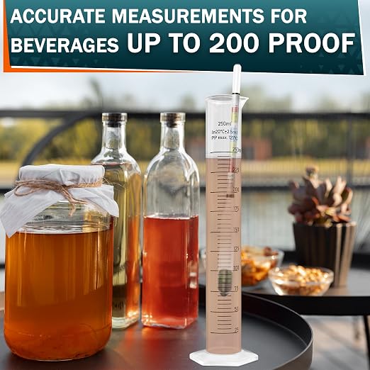 Triple-Scale Hydrometer Kit with Plastic Test Jar for Wine, Beer, Mead and Kombucha - Alcohol Tester, Hydrometer Alcohol, ABV, Brix & Gravity Tester - Brewing Supplies, Valentine Day Gift for Brewers