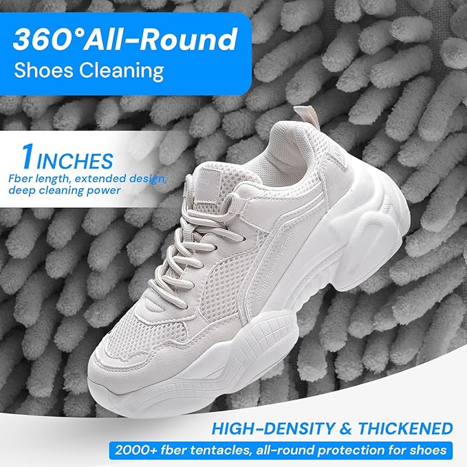 4 Pack Shoe Washing Machine Bags for Washer & Dryer, Reusable Chenille Laundry Shoe Bags with Zipper, Sneaker Wash Bag for Washing Machine, Protective Shoe Laundry Bags for All Shoe Types