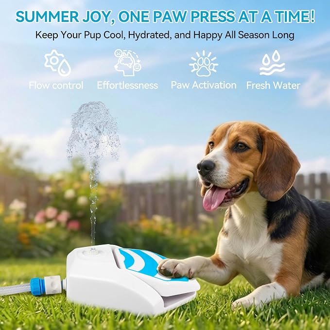 All For Paws Dog Water Fountain, Dog Sprinkler Paw Activated, Outdoor Water Fountain for Dog Drinking, Step On Pet Water Dispenser