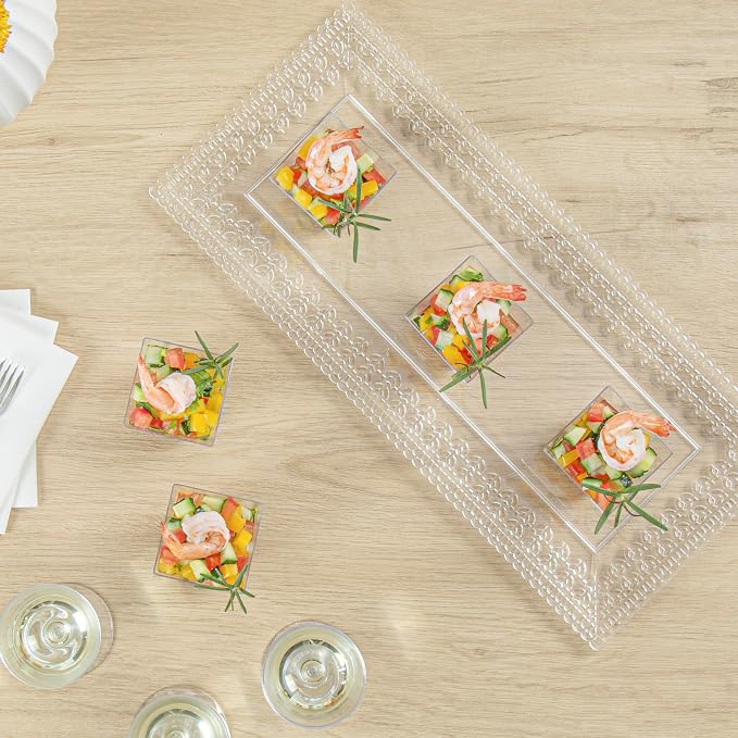 Restaurantware 2 Ounce Mini Kova Cups 20 Square Small Appetizer Cups - Lids Sold Separately Heavy-Duty Clear Plastic Parfait Cups Serve Mousse Puddings Or Samples For Weddings Or Parties