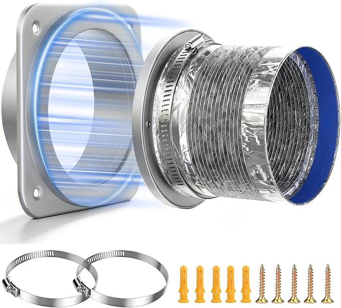 Magnetic Dryer Vent Connector Kit, Self-Alignment Magnetic Dryer Vent Coupling Strong Airtight Seal Magnet Dryer Vent Quick Connect Disconnect Easy to Clean 4" Exhaust Vent Hose