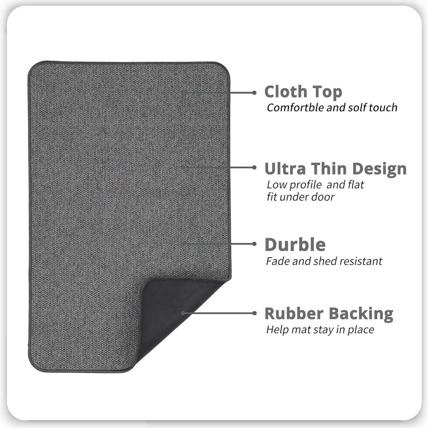 Bathroom Rugs Set 2 Pieces,Thin Bathroom Mats,Toilet Rugs,Quick Dry,Non-Slip,Machine Washable,Low Pile,Absorbent Bath Mats,Shower,Sink,Home Decor Accessories.Dark Grey,1'5"x2'3"+1'8"x2" U Shape