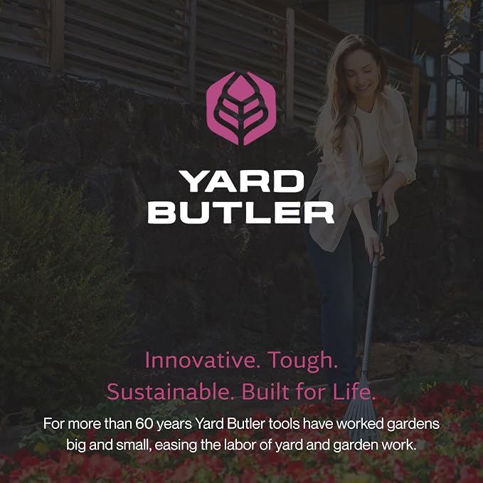 Yard Butler ILT-8 World’s Greatest Rake 8” Wide Shrub Rake Garden Rake for Lawncare - Convenient Garden Cleaning Accessory - Lightweight Wooden Handle - Steel Tines - Easy to Maneuver