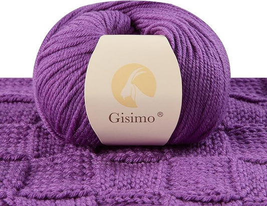 100% Merino Wool Yarn, 6-Ply Luxurious and Soft Yarn for Hand Knitting & Crocheting, 1.76 OZ/50g, 127 yds/116 Meters(Dark Purple, 1 Ball)
