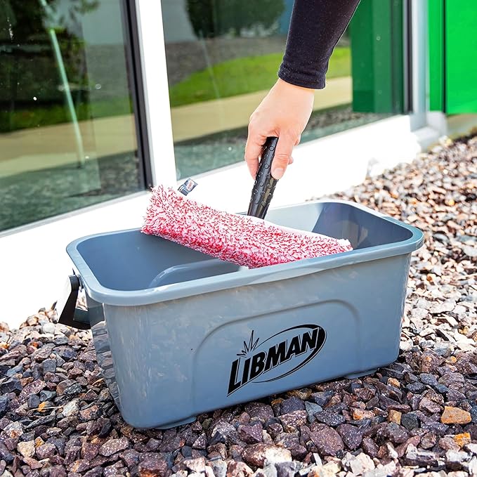 Libman Window Cleaning Kit – All-in-One Window Washing System with Bucket, Stainless Steel Squeegee, Microfiber Washer, Glass Cloth & 24oz Cleaner – Pro Quality – Refillable – Streak-Free
