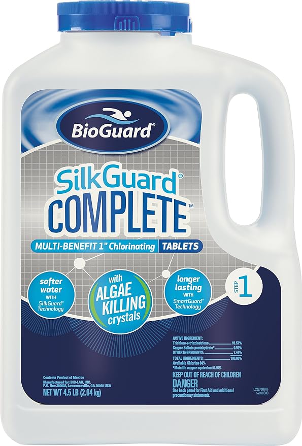 BioGuard SilkGuard Complete 1” Chlorinating Tablets, 4.5 lb, Single Pack | Chlorine Tablets for Sanitizing Swimming Pools