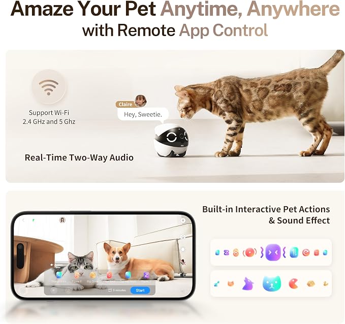 Enabot EBO ROLA Mini Pet Camera Robot: 2K FamilyBot Mobile Home Companion | Whole-Home Mobility, Two-Way Talk, Night Vision, Long Battery Life, Local Storage, Long Distance Gift
