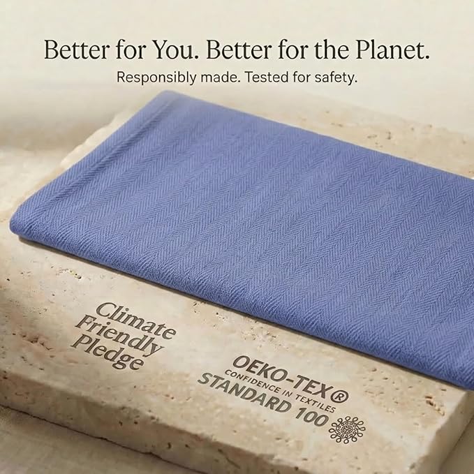 Urban Villa Kitchen Towels 100% Cotton Dish Towels for Kitchen(Set of 6) 20”x30” Dish Cloths Highly Absorbent Kitchen Linen Set with Hanging Loop Perfect for Drying Dishes Cleaning Hand Towels - Blue