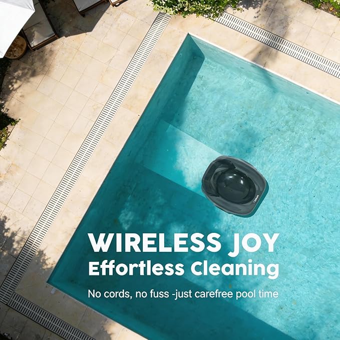 Robotic Pool Cleaner, Cordless Pool Vacuum with 18.5 GPM Powerful Suction,120-Min Runtime, Self-Parking, Pool Vacuum for Above-Ground & Flat Pools to 860 sq.ft，Light Gray