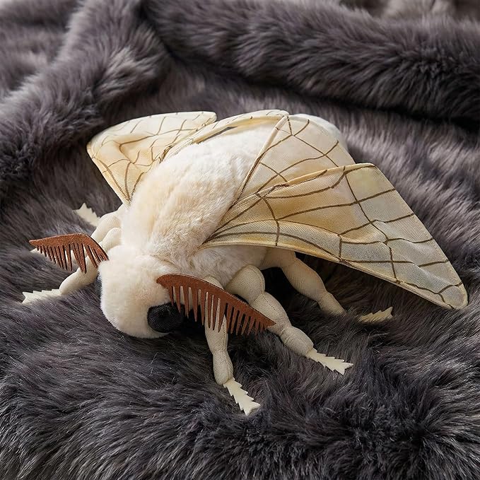 Large Silk Moth Plush Toy - Lifelike Silk Moth Stuffed Animals 16in, Realistic Soft Big Wings Moth Toys, Simulation Butterfly Plushie Model Toy, Unique Plush Gift Collection for Kids