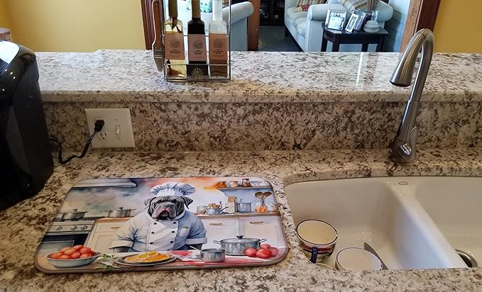 Caroline's Treasures DAC6287DDM Neapolitan Mastiff The Chef Dish Drying Mat Absorbent Dish Drying Mat Pad for Kitchen Counter Dish Drainer Mat for Countertop, 14 x 21", Multicolor