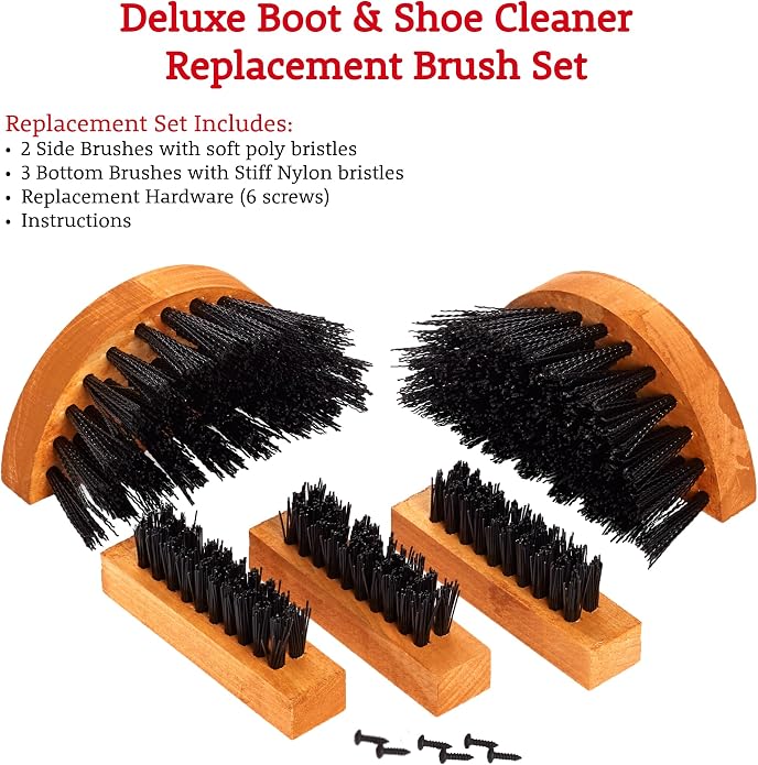 Scrusher Big Boot Cleaner - Extra Wide Heavy Duty Outdoor Boot Brush Scraper with Replacement Brush Set