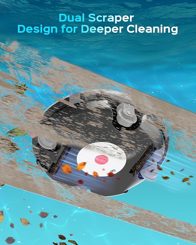 (2026 Upgrade) Cordless Pool Vacuum for Above Ground Pool, Automatic Pool Cleaner Robot Cleaning Up to 660 sq.ft, Dual-Layer Filtration, 90 Mins Runtime, Self-Parking, with Hook (Obsidian Black)