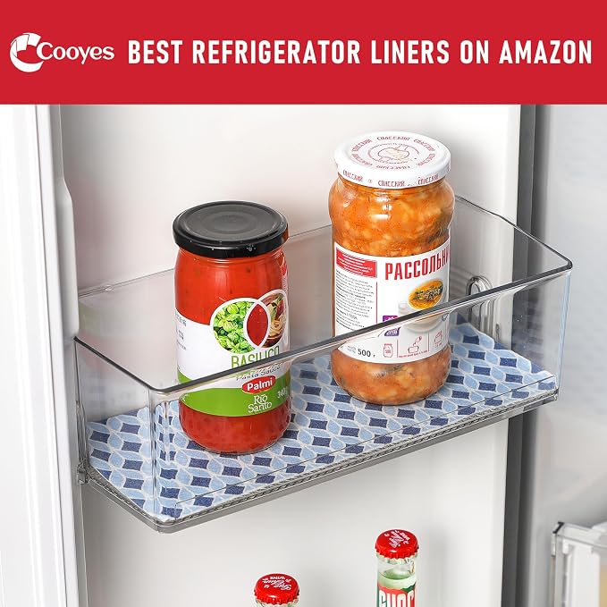 Cooyes 6 Pack Cloth Shelf Liners 17.7" × 36", Non-Slip Refrigerator Liners Machine Washable, Refrigerator Drawer Mats for Glass Shelves and Kitchen Cabinets, (Light Blue)