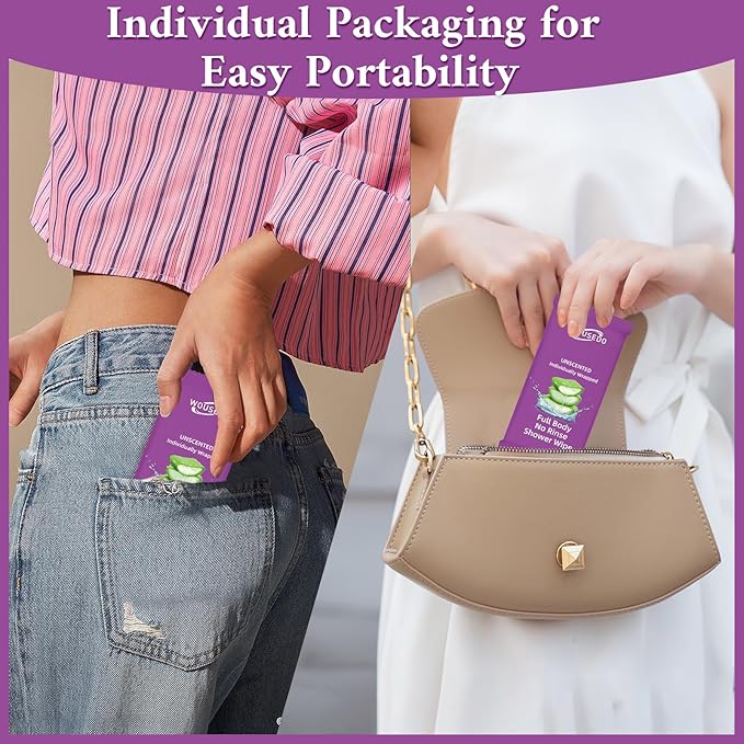 300 Pack Body Wipes Individually Wrapped(8" x 9.5"),Shower Wipes for Adults Bathing No Rinse,Personal Cleansing Wipes for Travel Gym,Bulk Deodorant for Homeless