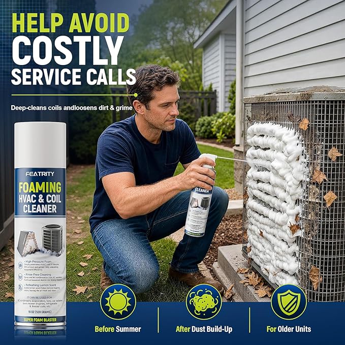 Foaming AC Coil Cleaner: High-Performance No-Rinse Foam Formula Deep Cleaning for Evaporator and Condenser Coils Household Air Conditioner Maintenance for Homeowners - 19 Oz