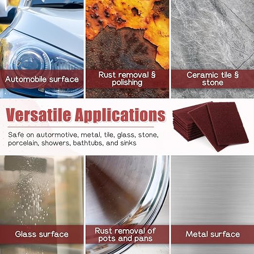 SHENLIU 20Pcs 7447 General Purpose Scrub Pad, 6" X 9" Professional Red Abrasive Finishing Scrub Pad for Paint Prep Scuffing Scouring Sanding Adhesion Scratch