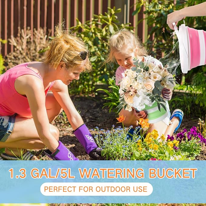 Pickmesh 4 Pcs Collapsible Bucket 1.3 Gallon (5l) Foldable Collapsible Sand Bucket with Handle Small Cleaning Pail for Household Outdoor Car Washing Camping Beach Sand