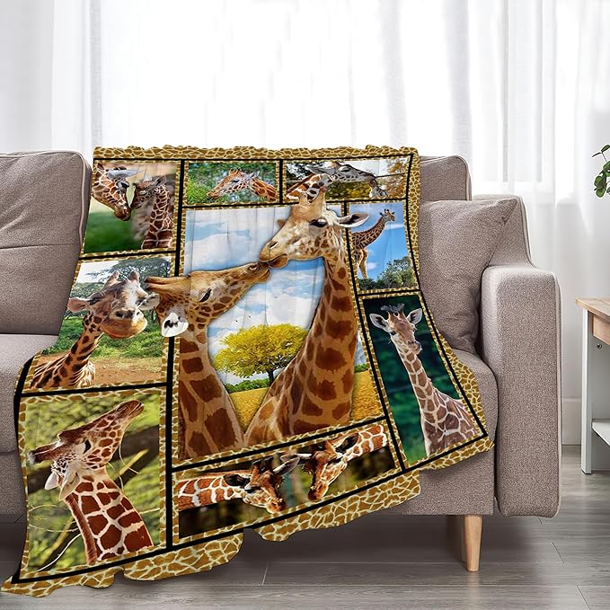 jerkboo Giraffe Blanket Throws Giraffe Gifts Giraffe Lovers Throw Blanket for Girls Boys Kids Adults Soft Warm Cozy Fleece Blanket for Couch Sofa Bed 50""x40""