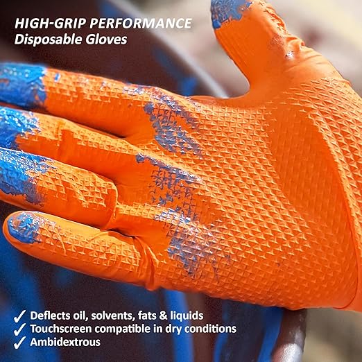 MAGID Iron Grip Powder-Free 100% Nitrile Disposable Gloves, QTY: 200, Size: 10/XL - T9408OR