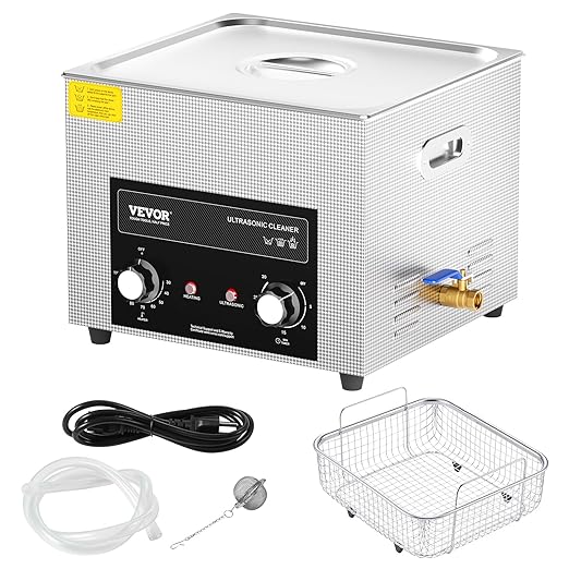 VEVOR 15L Sonic Cleaner with Heater Timer & Basket, Professional Digital Sonic Cavitation Machine, 360W Cleaning Machine for Lab Tools, Metal Parts, Carburetor, Brass, Auto Parts, Engine Parts