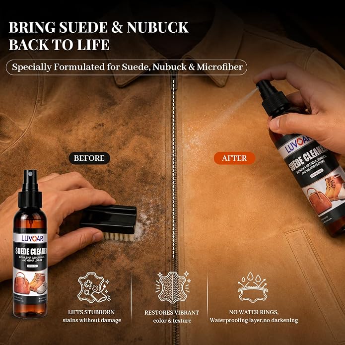 Suede Conditioner and 3-in-1 Leather Cleaner and Conditioner,for Car Interiors, Apparel, Furniture, Boots