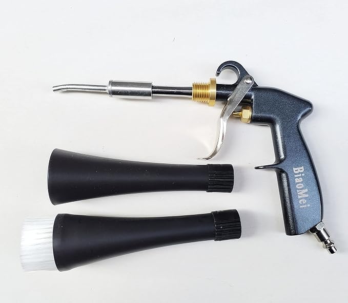 High Pressure Car Interior Spraying Washing Gun Automobile Detailing Cleaning Car Detailing Dry Washing Gun with Brush (New ugrade Aluminum Tube Rotate)