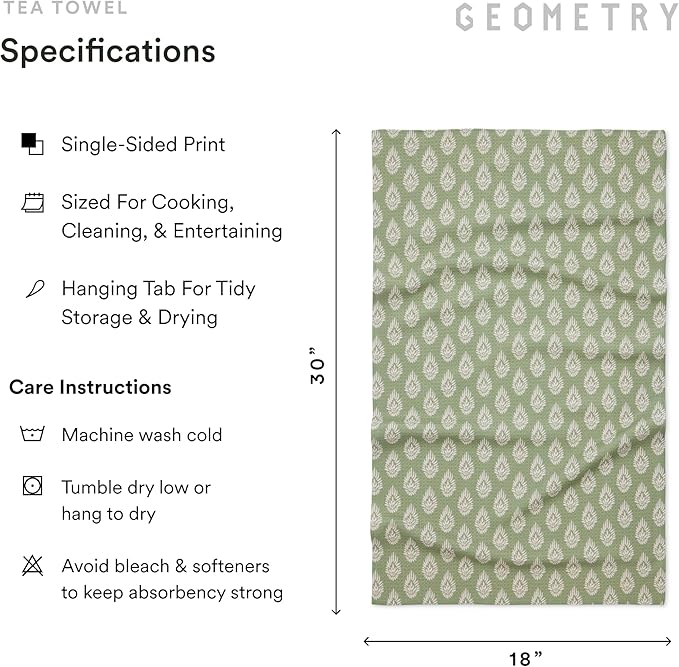 GEOMETRY Kitchen Tea Towels - Quick Dry Microfiber Dish Towels for Kitchen - Henley - 18" x 30" - 1 Pack