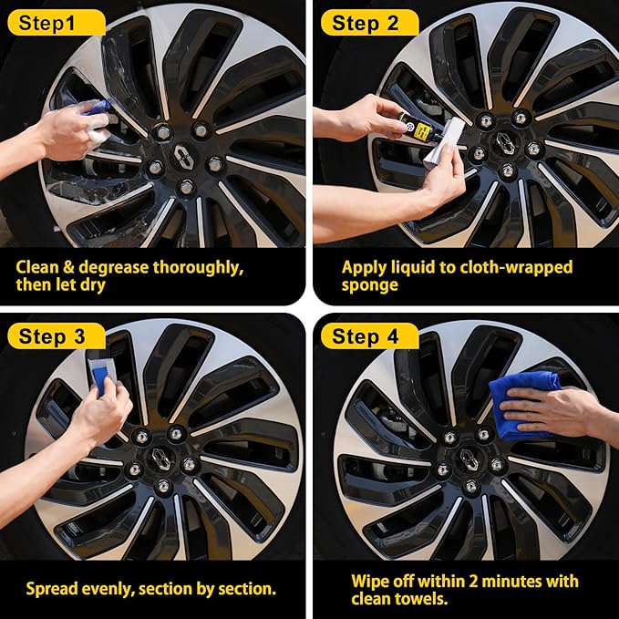 NADAMOO Wheel Rim Ceramic Coating Kit 30ml, High-Heat Resistant Hydrophobic Protection, Gloss Finish, Self-Cleaning, Repels Brake Dust & Dirt, Ceramic Protection for Alloy Rims