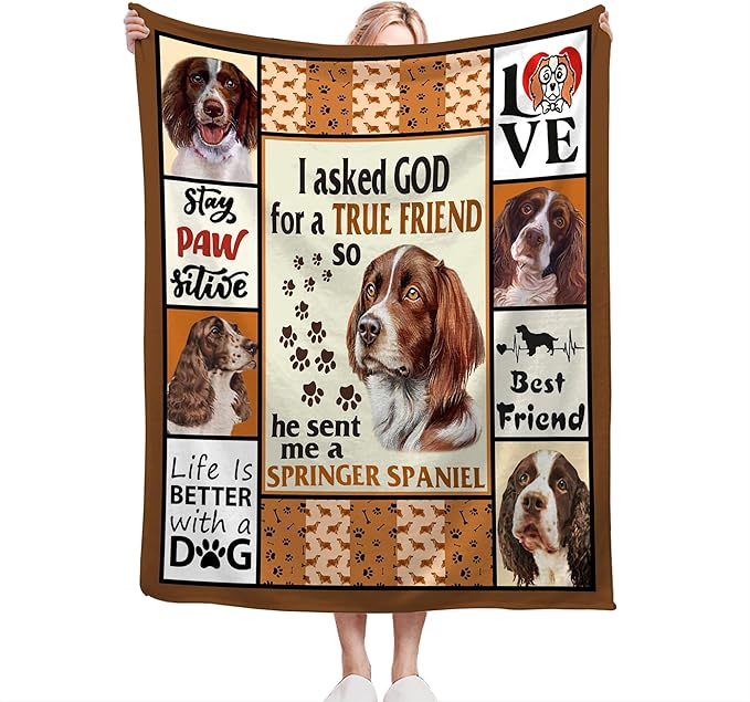 Springer Spaniel Dog Blanket Springer Spaniel Gifts and Decor Cute Dog Throw Blanket Dog Blanket for Girls Women Kids Adults Soft Warm Cozy Fleece Blanket for Couch Sofa Bed 60"x50"