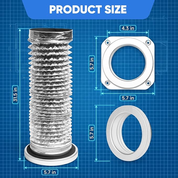 Magnetic Dryer Vent Coupler Kit, 4-Inch Quick-Connect Hose & Wall Plate, Strong Magnetic Connector for Easy On/Off, Airtight Seal, Heat-Resistant Aluminum Hose with Stainless Clamps, Screws & Anchors