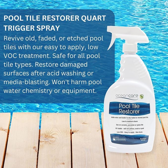 Pool Tile Restorer Quart Trigger Spray | Restore & Enhance Pool Tile Color | Low VOC Surface Treatment