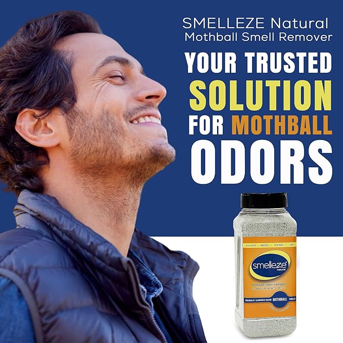 SMELLEZE Natural Mothball Smell Remover Deodorizer: 2 lb. Granules Gets Mothball Fumes & Odor Out