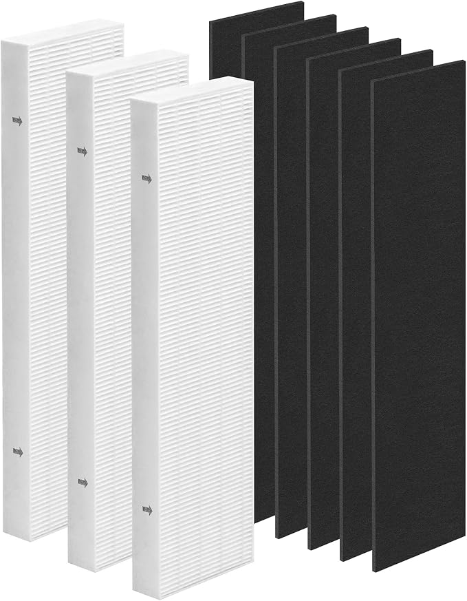 Zouwhaso 3+6 Aera Max 100 HEPA Filter Replacement Compatible with Fellowes AeraMax 90 100 DX5 DB5 Air Puri-fier True HEPA Air Filter, Part# 9287001 9324001, 3x H13 True HEPA and 6x car-bon Pre-Filter