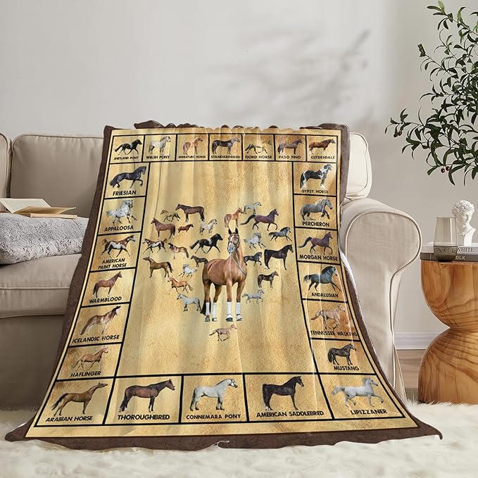 Tijuboni Horses Throw Blanket Horse Gifts for Girls Boys Women Men Kids Adults Soft Flannel Fleece Blanket for Couch Sofa Bed Home Decor 60"x80"