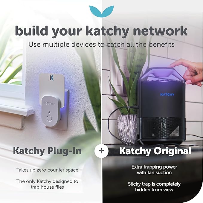 Katchy Plug-in Fly Trap Indoor – Blue Light Bug Catcher for Mosquito, Gnat, Fruit Fly & Small Moth – Chemical-Free & Eco-Friendly – All Indoor Areas: Kitchen, Living Room & Plants (2 Pack)