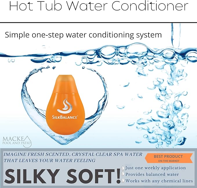 Macke Pool & Patio Silk Balance hot tub solution 76oz or 38oz, Oil-Absorbing Sponge for Spas, Natural Treatment to Keep pH Alkalinity Balanced Tubs, Spa, SILKBALANCE Water Care (38oz)