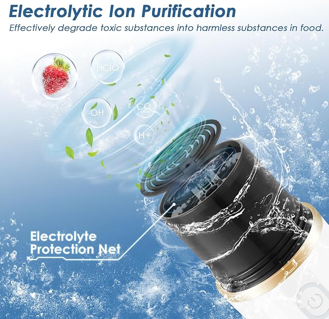Cudinham Fruit and Vegetable Purifier Cleaner Washing Machine Capsule Shape Produce Cleaner Disinfection OH-ion Purification Technology for Cleaning Veggie Grains Rice Meat Seafood, White