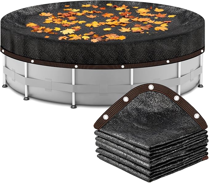 18ft Round Leaf Net Pool Cover for Above Ground Pools,Mesh Cover to Catching Leaves, Mesh Tarp with Grommets, Resistant Garden Sun Shade Netting(Only Cover)