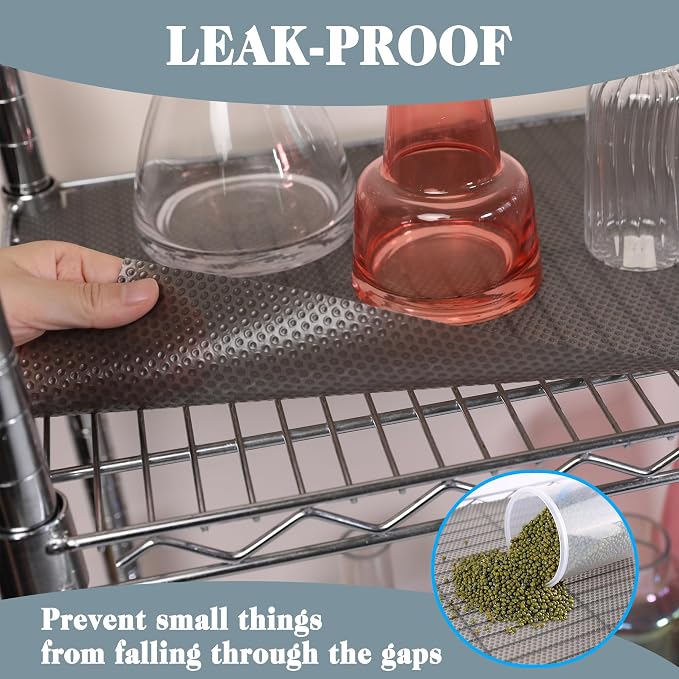 FLPMIX Wire Shelf Liner 17 inch Wide: Standard Size (17 by 197 Inch, Transparent Grey) - Waterproof Pantry Shelf Liner - Thick Plastic Kitchen Cabinets Liner for Heavy Duty Metal Shelves