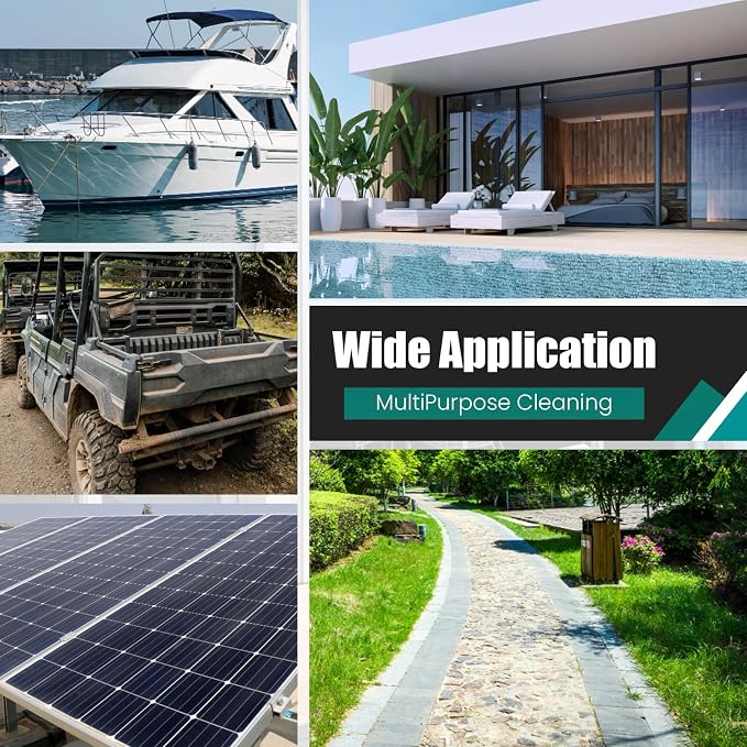 76.7" Sturdy Handle Water Push Floor Broom Green Bristles Cleaning Path 12.2" for Soft Cleaning Car Wash Boat and Solar Panel Black for Hard Floor Clean